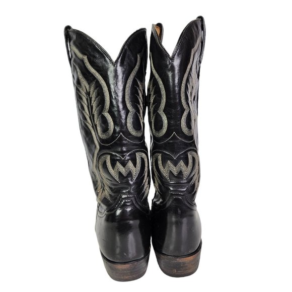TONY LAMA Style 2923 Mens Size 13AA Black Leather Longhorn Cowboy Western Boots - Picture 2 of 16